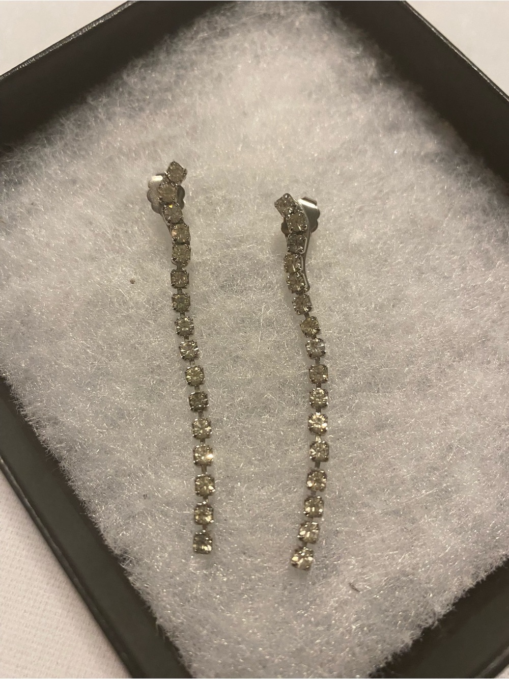 Silver-Tone Crystal Drop Earrings - Sparkling Clear Stones